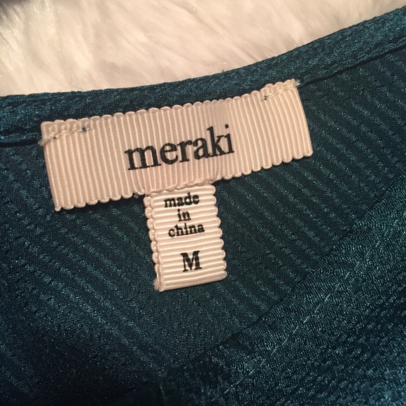 Meraki blue elegant Silky satin v-neck bell short sleeve Blouse top - Picture 2 of 3